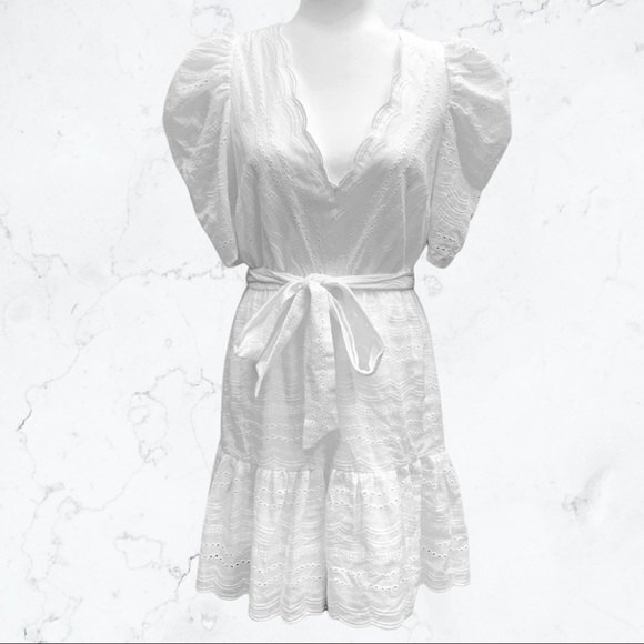 Flying Tomato Dresses & Skirts - Flying Tomato|Love Colette Balloon Short Sleeve White Eyelet Mini Dress, Small